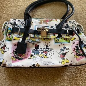 Hard to find! Disney Mickey & Minnie white cartoon print satchel